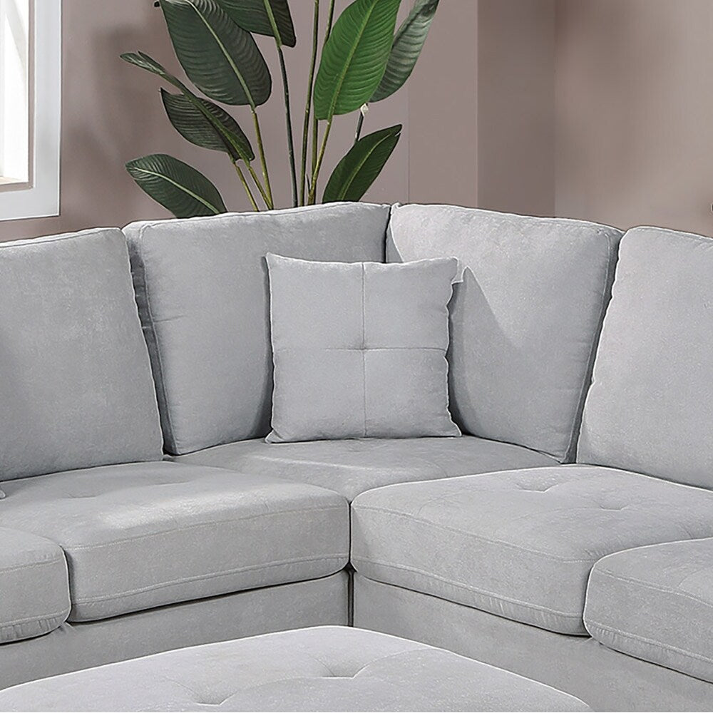 92" Wide Velvet Upholstery Sectional with Ottoman