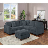 92" Wide Velvet Upholstery Sectional with Ottoman