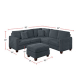 92" Wide Velvet Upholstery Sectional with Ottoman