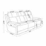 93" Wide Top Grain Leather Power Reclining Sofa with USB Port