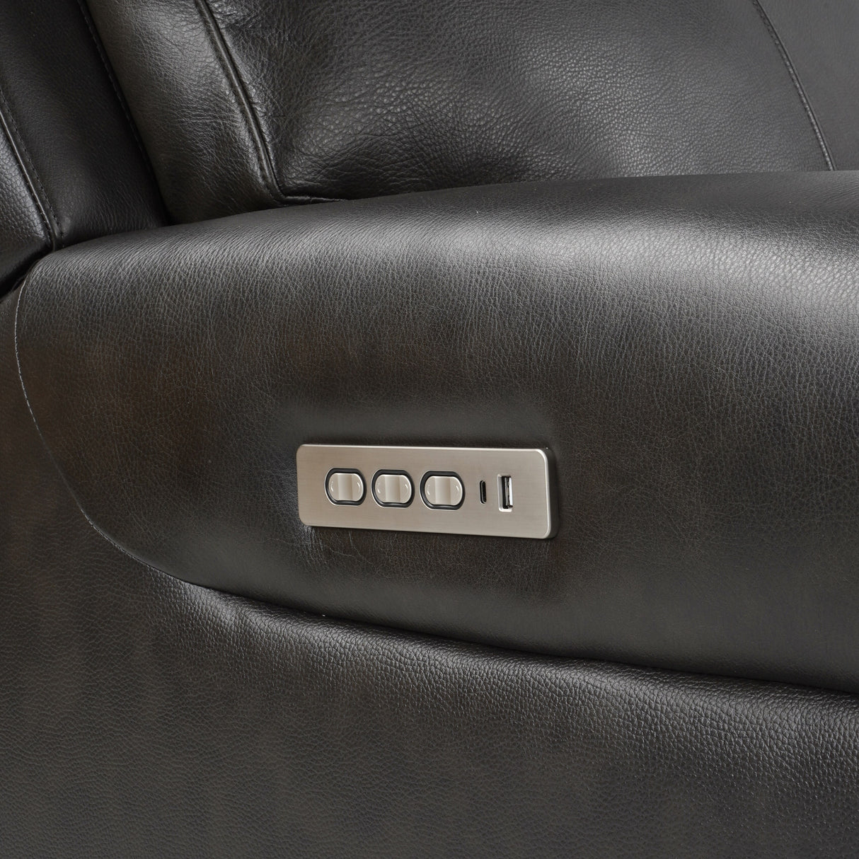 93" Wide Top Grain Leather Power Reclining Sofa with USB Port