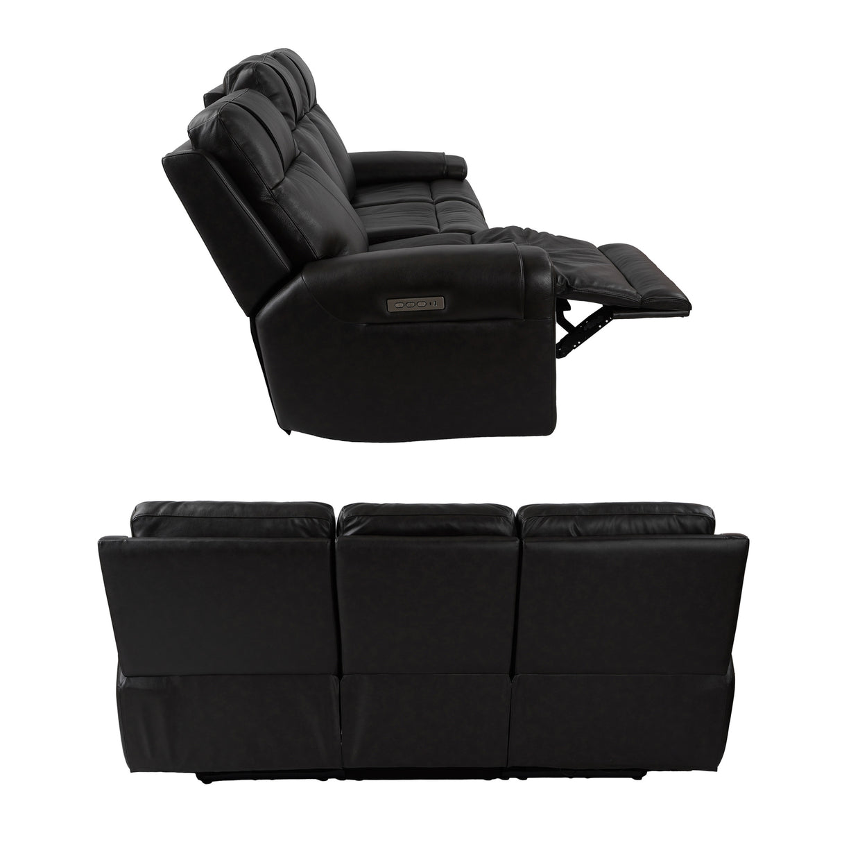 93" Wide Top Grain Leather Power Reclining Sofa with USB Port
