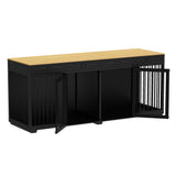 93" Wooden Large Dog Crate Furniture with 2 Rooms,3 Drawers & Dividers