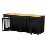 93" Wooden Large Dog Crate Furniture with 2 Rooms,3 Drawers & Dividers