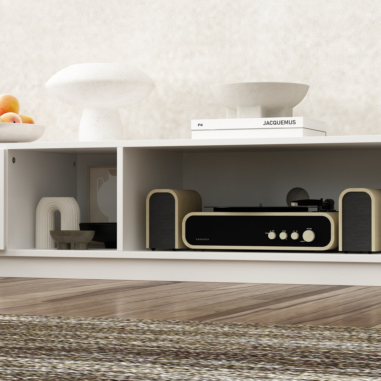 94.5" TV Stand Efficient Cable Management and Spacious Storage Console