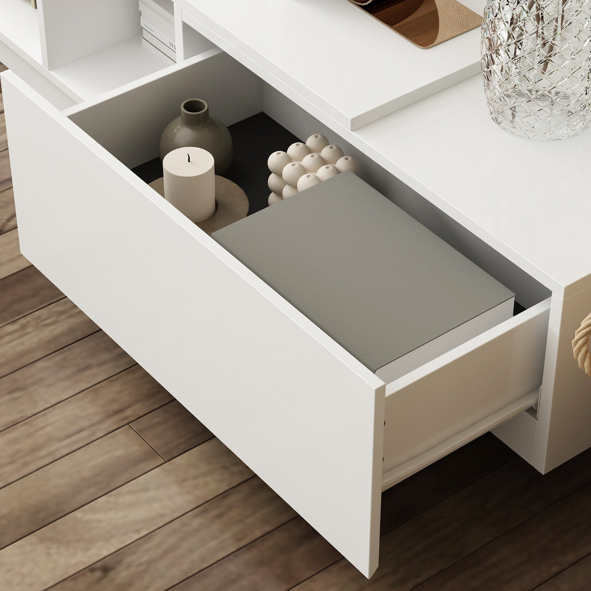 94.5" TV Stand Efficient Cable Management and Spacious Storage Console