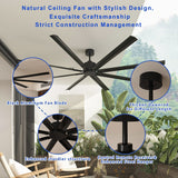 96-Inch Ceiling Fan with Black Aluminum Blades and DC Motor