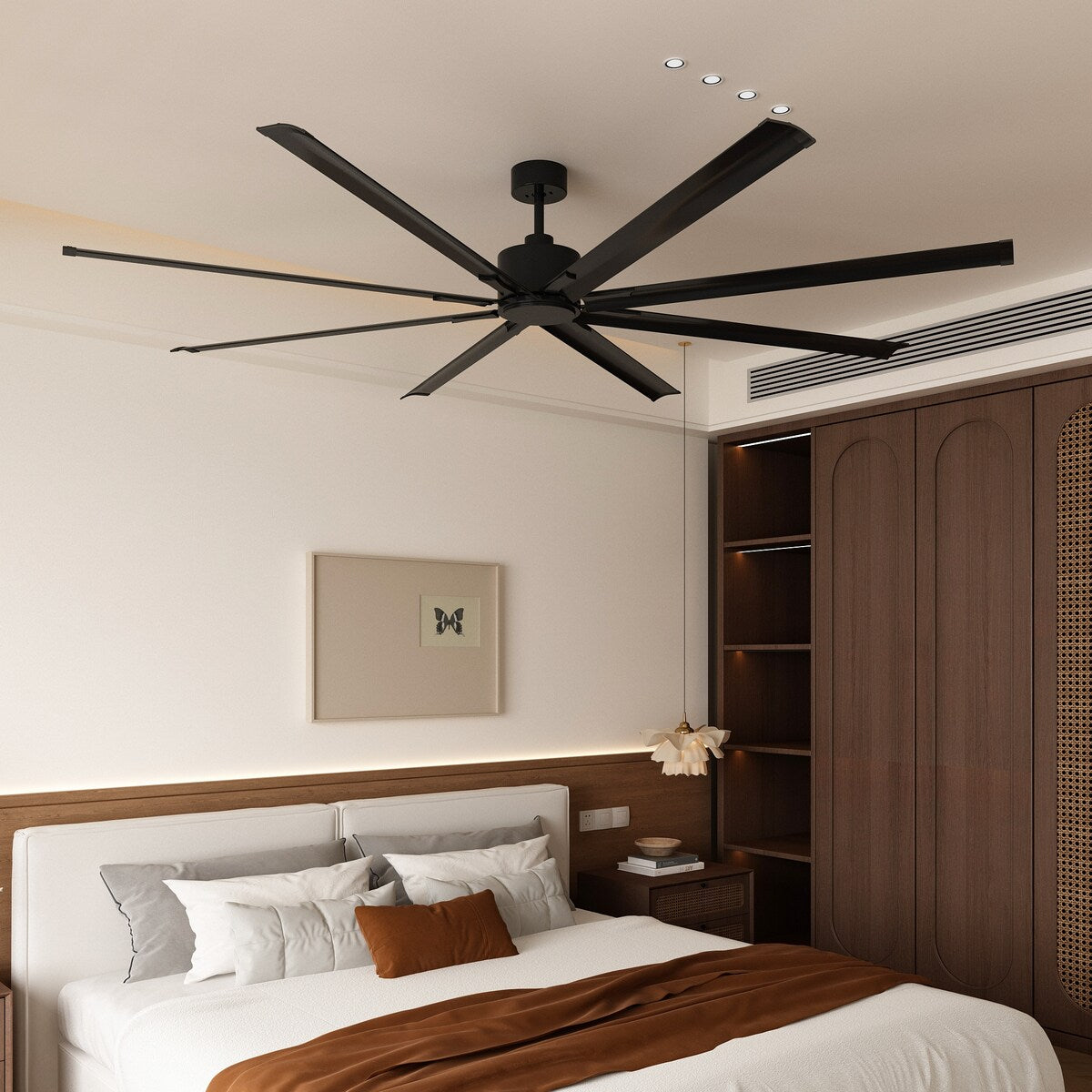 96-Inch Ceiling Fan with Black Aluminum Blades and DC Motor