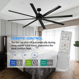 96-Inch Ceiling Fan with Black Aluminum Blades and DC Motor