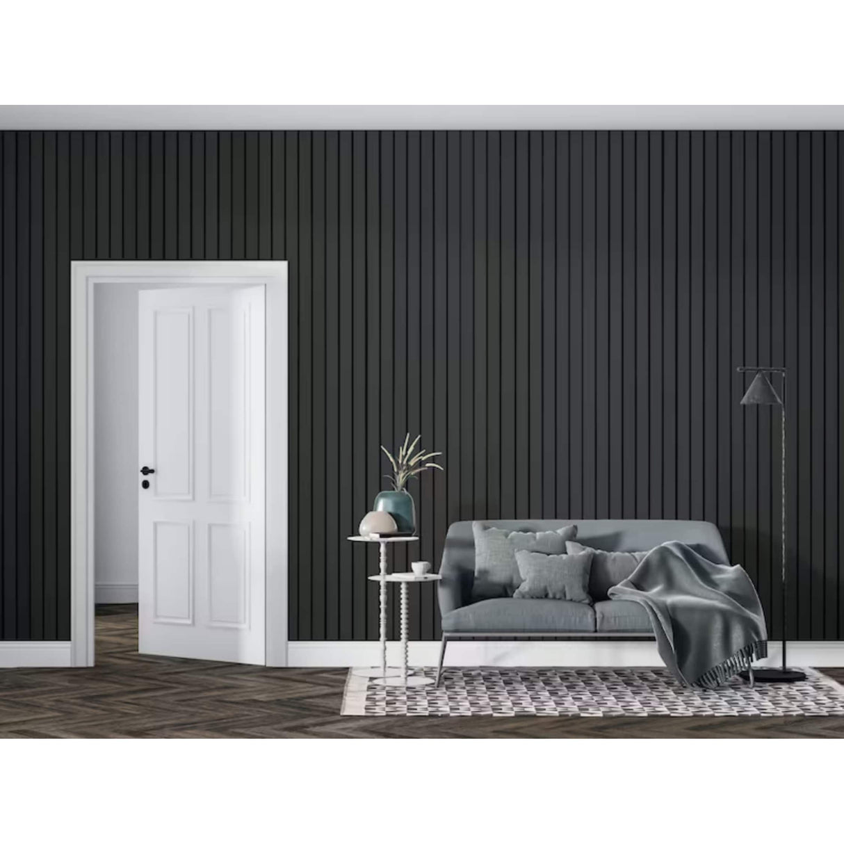 96 in. x 4.8 in x 0.5 in. Acoustic Vinyl Wall Cladding Siding Board - Set of 6pc