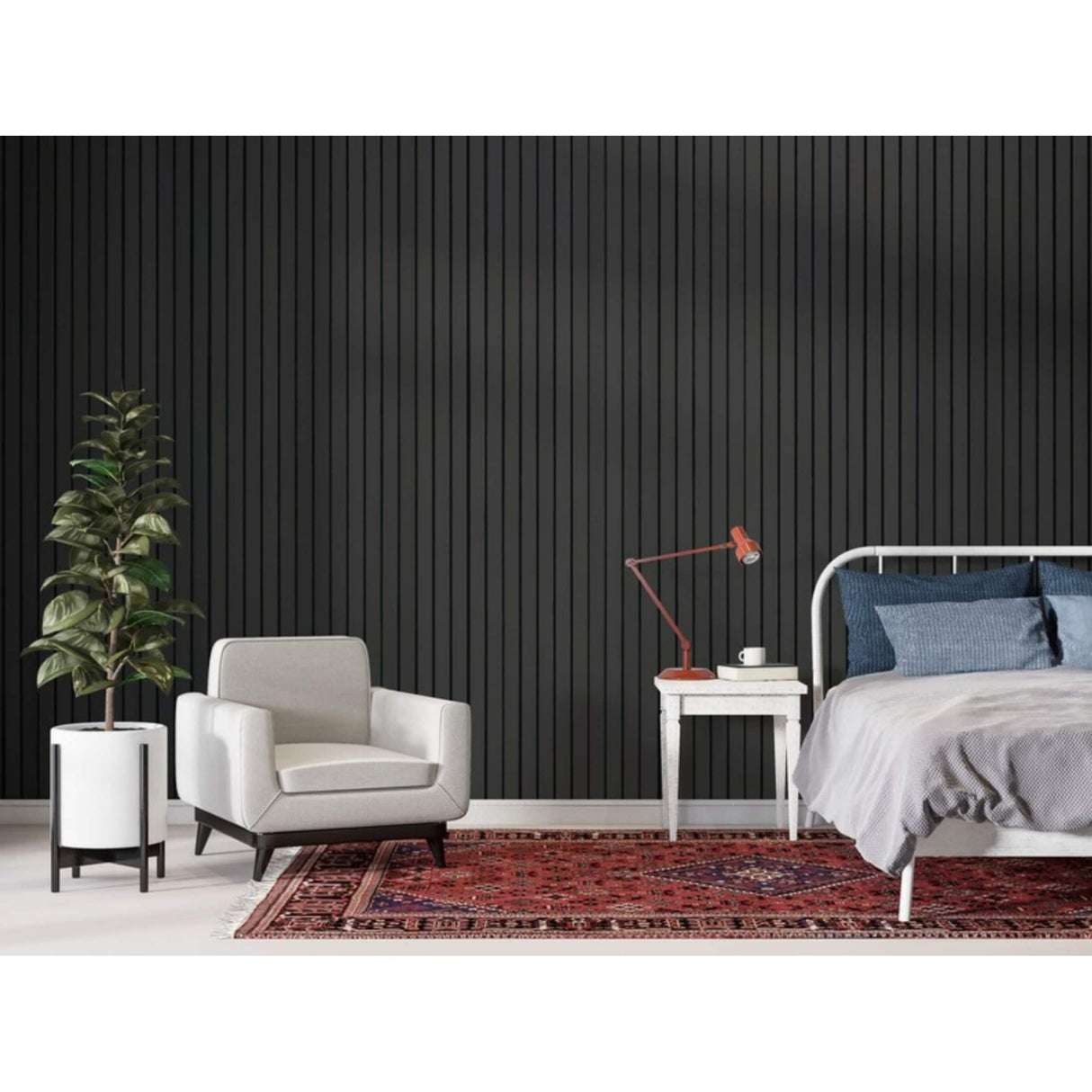 96 in. x 4.8 in x 0.5 in. Acoustic Vinyl Wall Cladding Siding Board - Set of 6pc