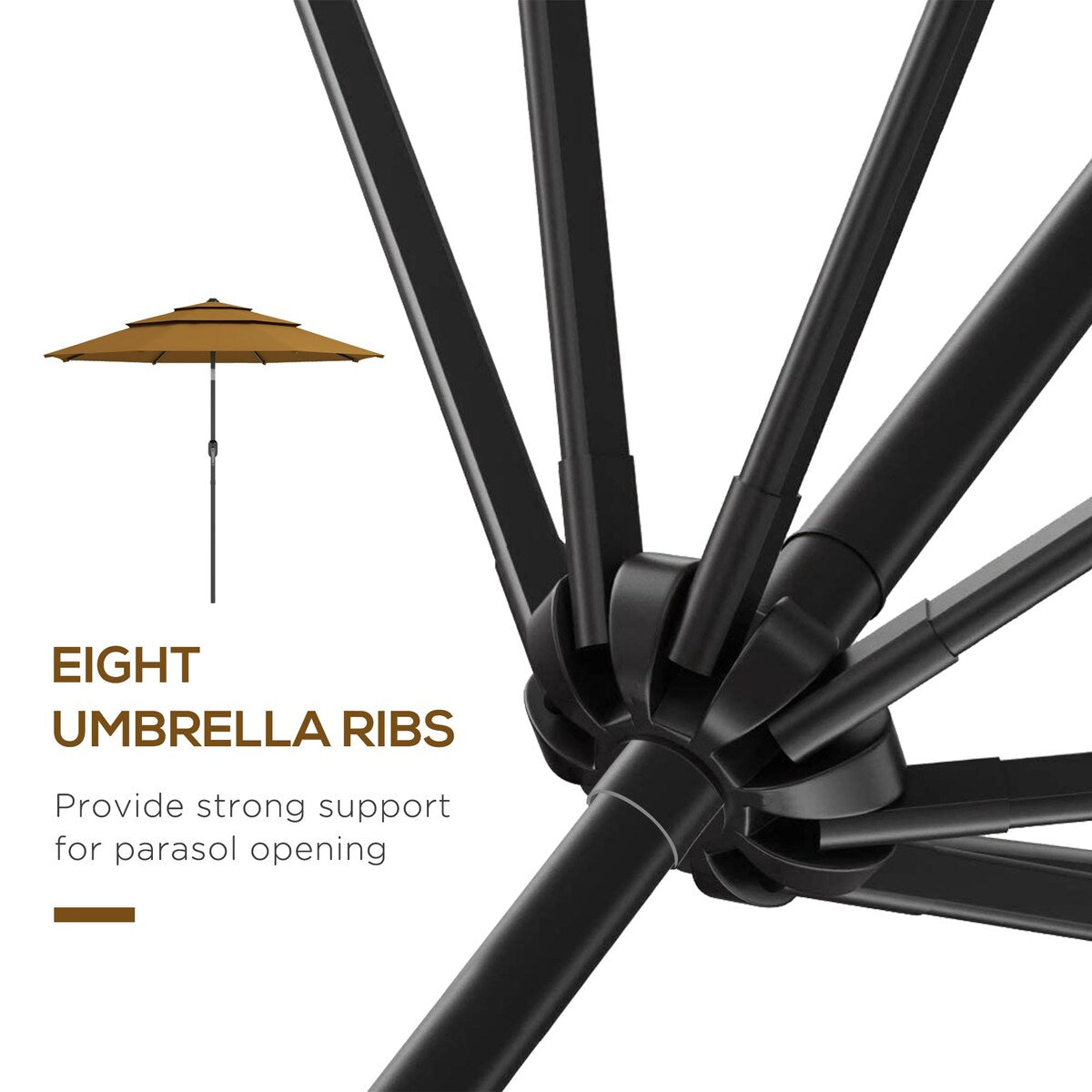9FT 3 Tiers Patio Umbrella with Crank and Push Button Tilt