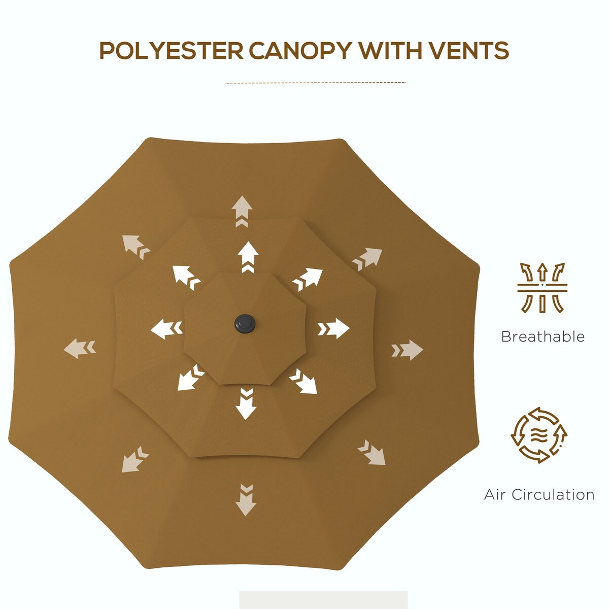 9FT 3 Tiers Patio Umbrella with Crank and Push Button Tilt