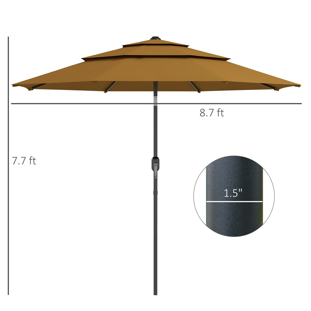 9FT 3 Tiers Patio Umbrella with Crank and Push Button Tilt