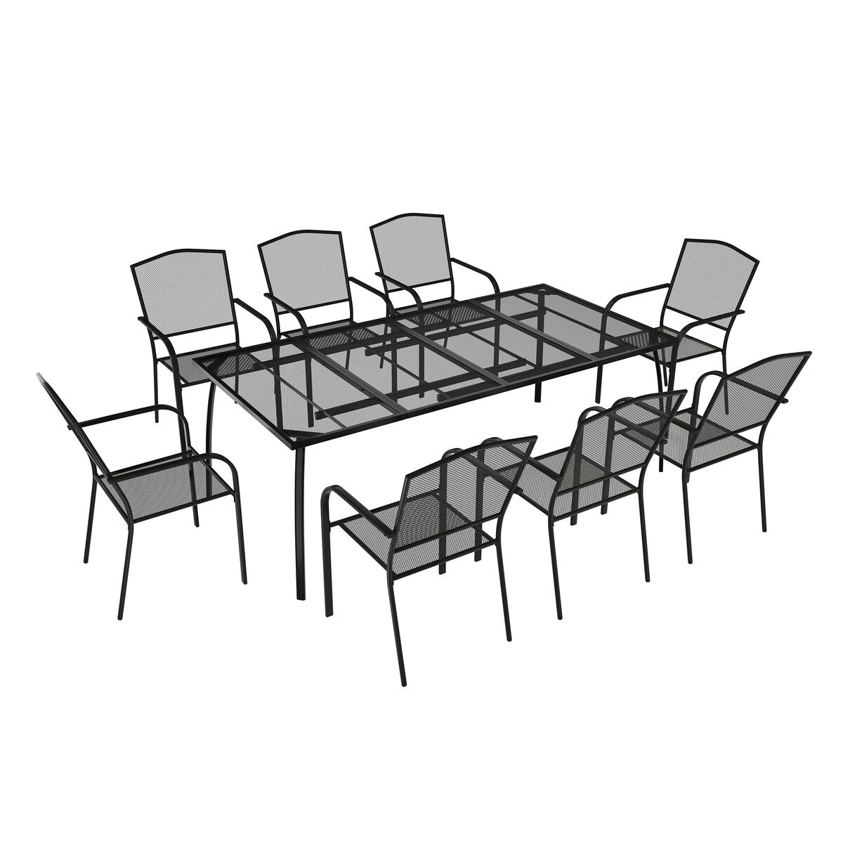 9PCS Patio Dining Set with Dining Table & Mesh Dining Chairs