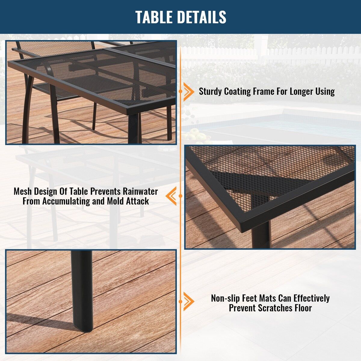 9PCS Patio Dining Set with Dining Table & Mesh Dining Chairs