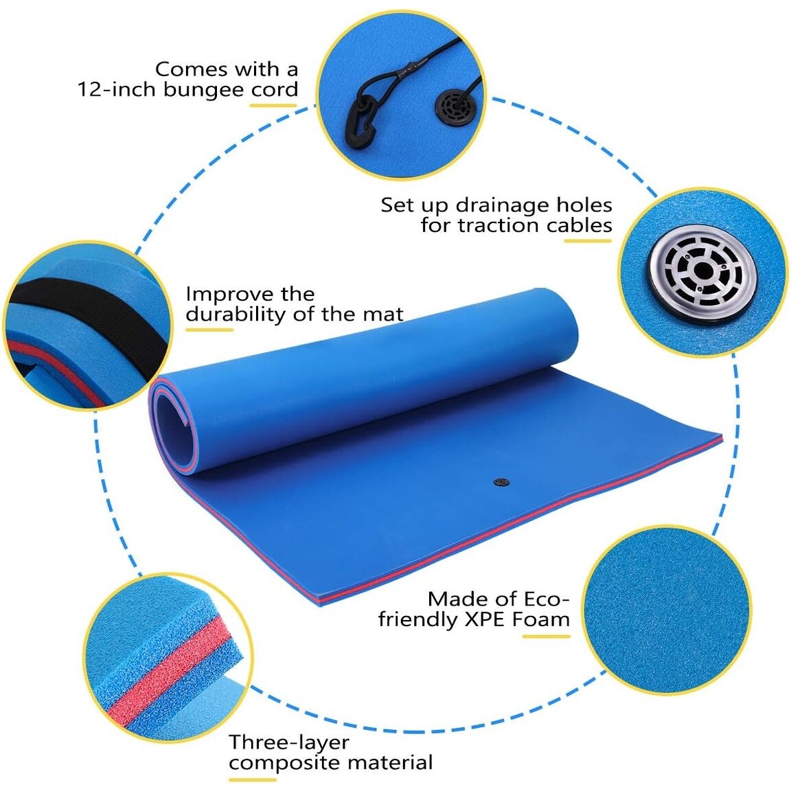 3 Layer Swimming Pool Water Floating Pad Foam Mat - 9' x 6'
