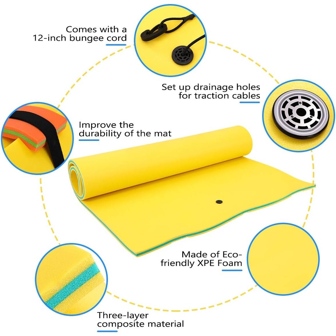 3 Layer Swimming Pool Water Floating Pad Foam Mat - 9' x 6'