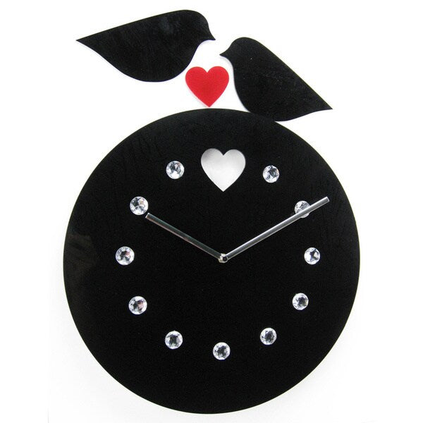 Handmade 12-inch Laser Etch Love Bird Clock