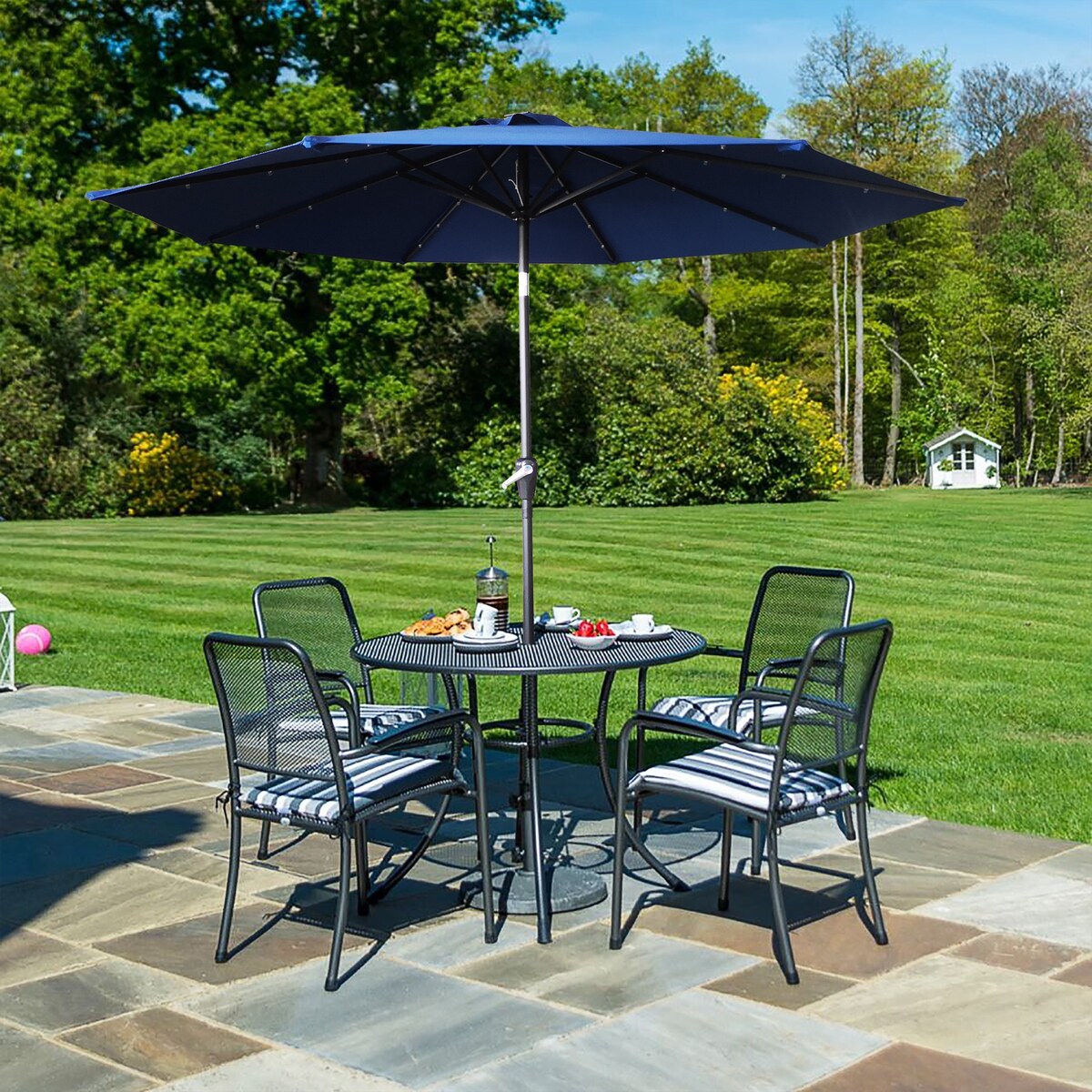 9ft Outdoor Patio Umbrella with Solar LED Lights