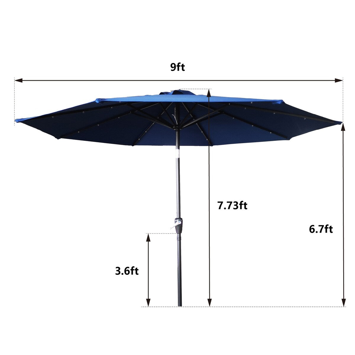 9ft Outdoor Patio Umbrella with Solar LED Lights
