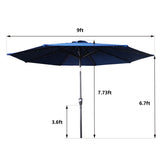 9ft Outdoor Patio Umbrella with Solar LED Lights