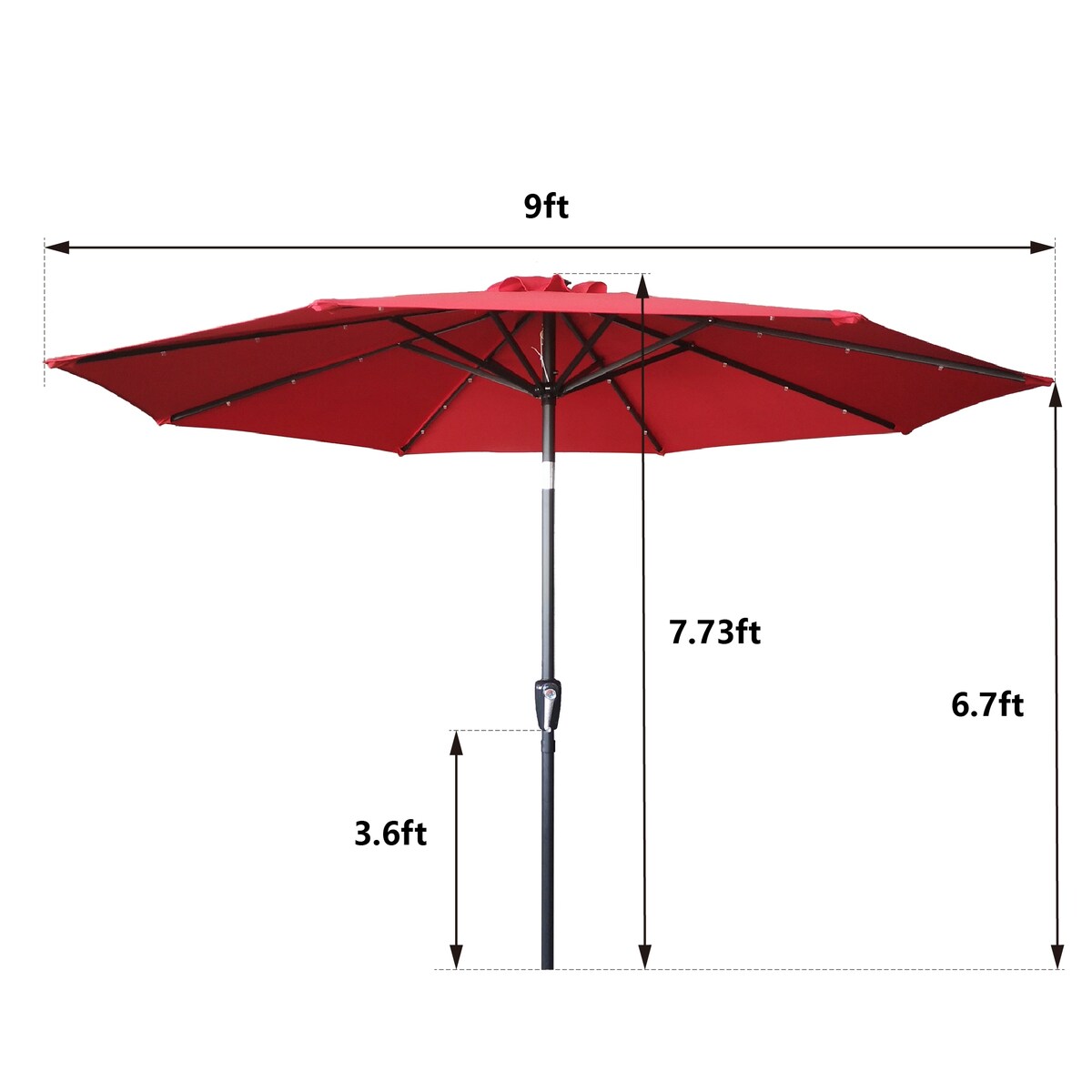 9ft Outdoor Patio Umbrella with Solar LED Lights