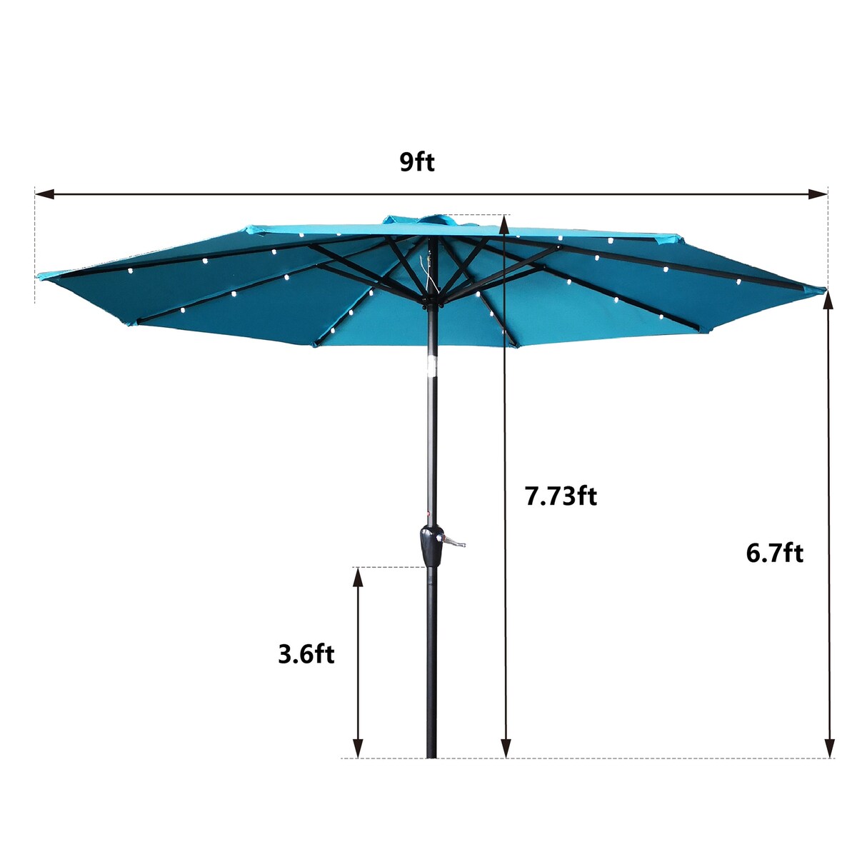 9ft Outdoor Patio Umbrella with Solar LED Lights