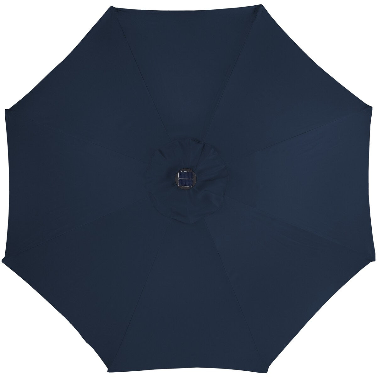 9Ft Solar Lighted Patio Market Umbrella Hand Crank Tilt Navy Blue