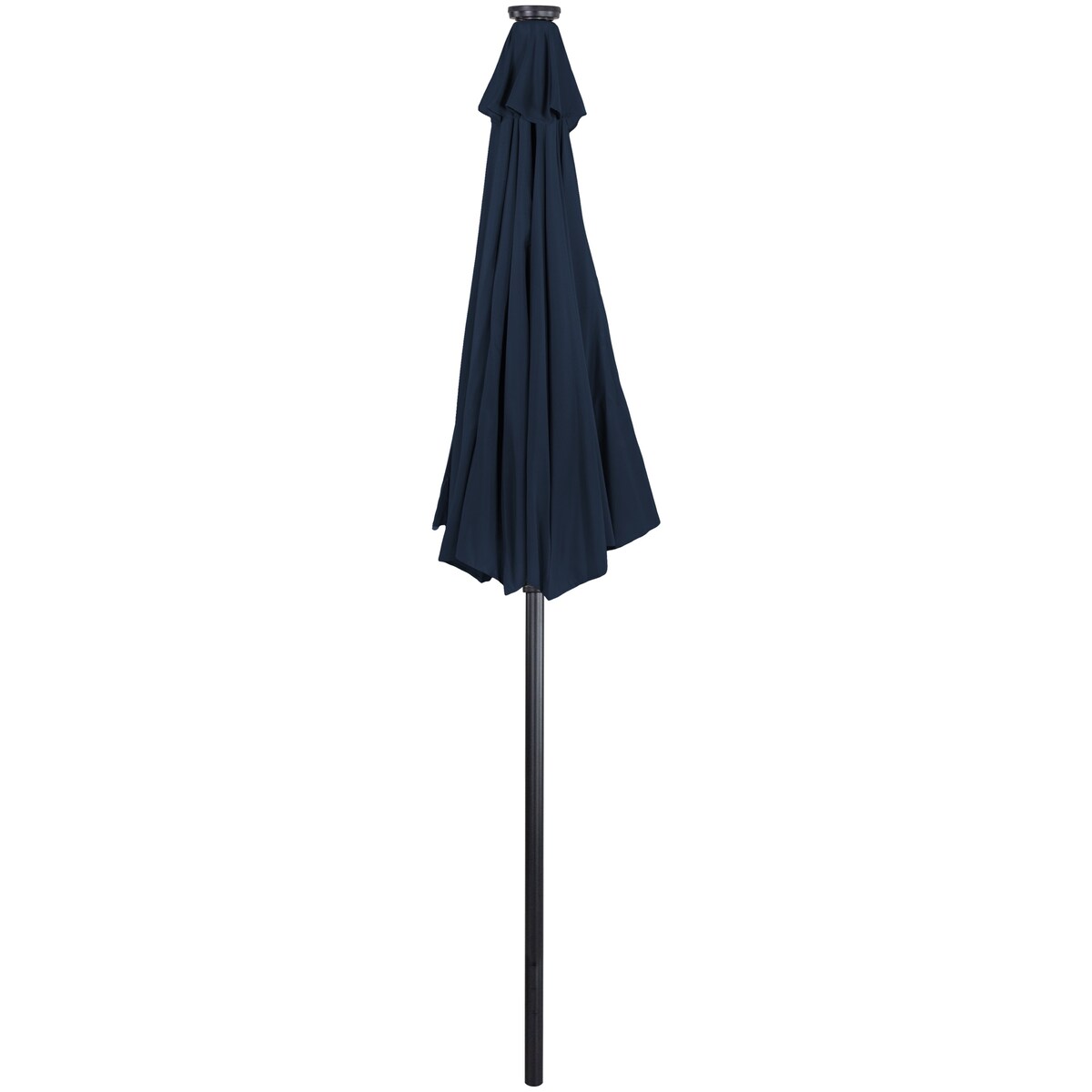 9Ft Solar Lighted Patio Market Umbrella Hand Crank Tilt Navy Blue