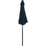 9Ft Solar Lighted Patio Market Umbrella Hand Crank Tilt Navy Blue