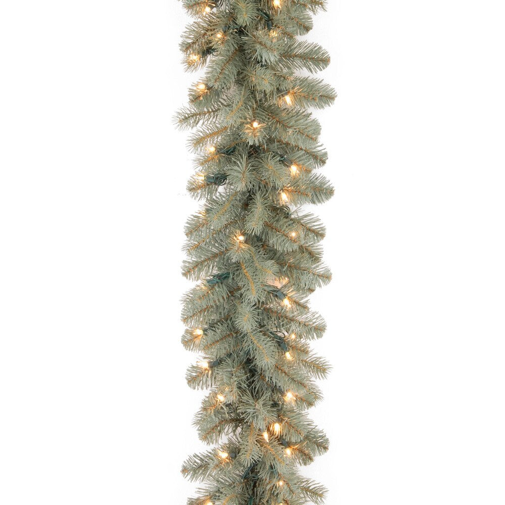 9' x 12" "Feel-Real" Down Swept Douglas Blue Garland with 70 Clear Lights