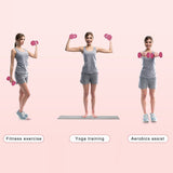 A Pair Dumbbell Barbell Neoprene Coated Weights 6 Pound Pink