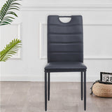 A Set of 4 Leather Dining Chairs with Cushion and High Back(Black) - N/A