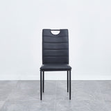A Set of 4 Leather Dining Chairs with Cushion and High Back(Black) - N/A