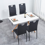 A Set of 4 Leather Dining Chairs with Cushion and High Back(Black) - N/A