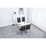A Set of 4 Leather Dining Chairs with Cushion and High Back(Black) - N/A