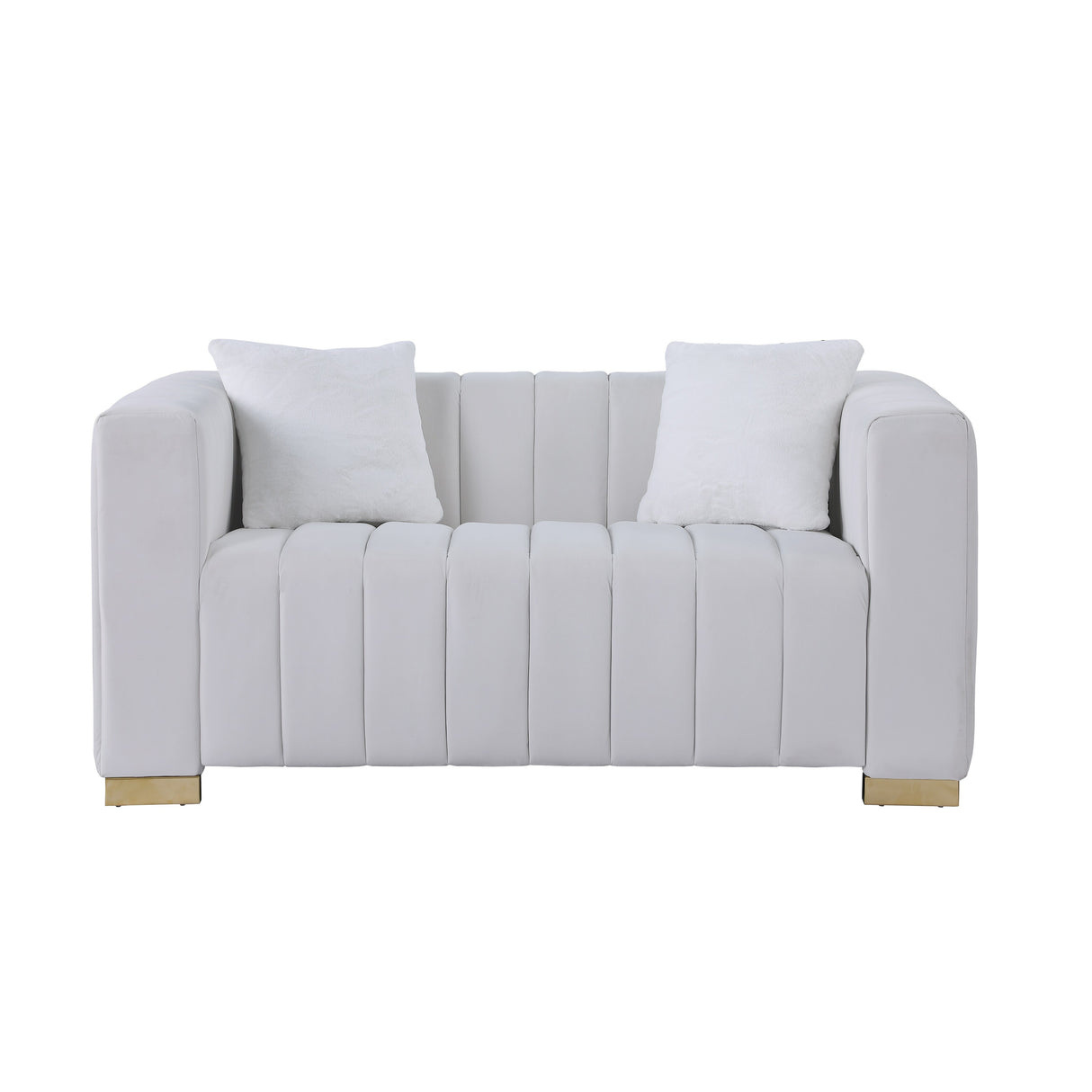A modern channel sofa take on a traditional Chesterfield,White color,loveseater