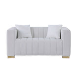 A modern channel sofa take on a traditional Chesterfield,White color,loveseater