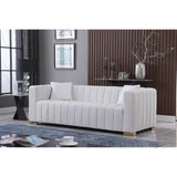 A modern channel sofa take on a traditional Chesterfield,White color,loveseater