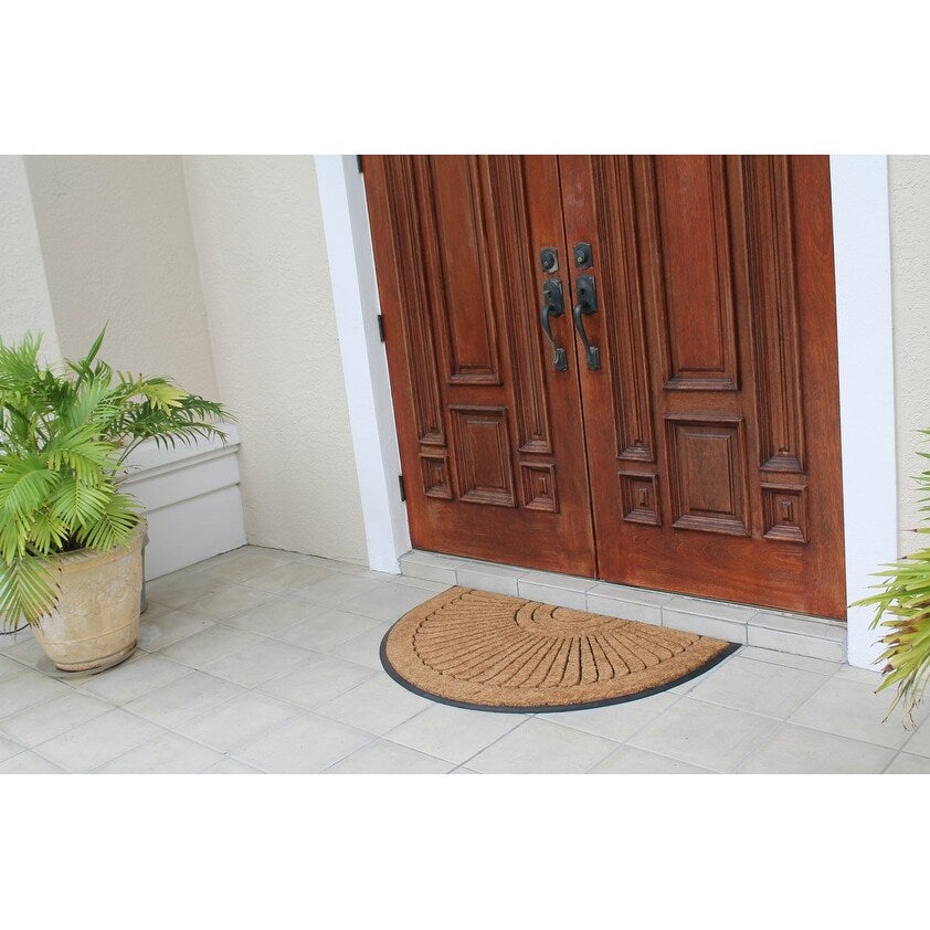A1HC Sunburst Half Moon Tapered Edge Rubber/Coir Double Doormat