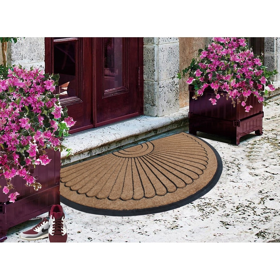 A1HC Sunburst Half Moon Tapered Edge Rubber/Coir Double Doormat