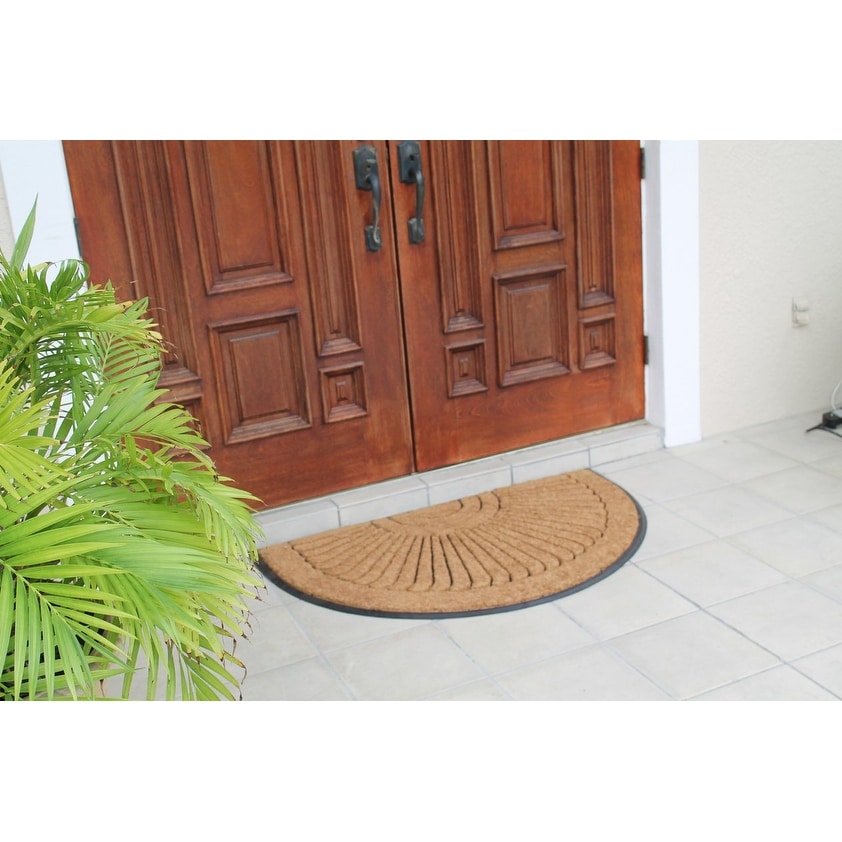 A1HC Sunburst Half Moon Tapered Edge Rubber/Coir Double Doormat