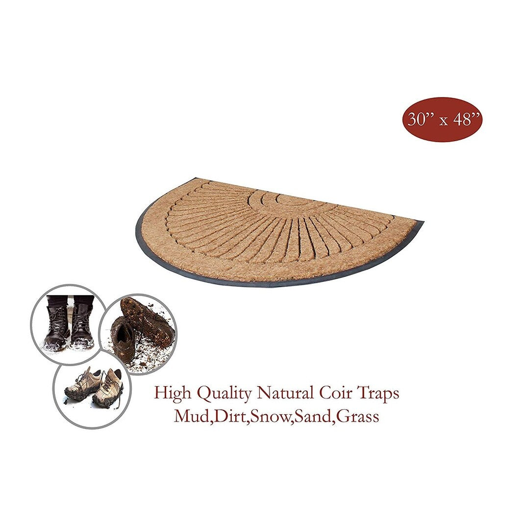 A1HC Sunburst Half Moon Tapered Edge Rubber/Coir Double Doormat