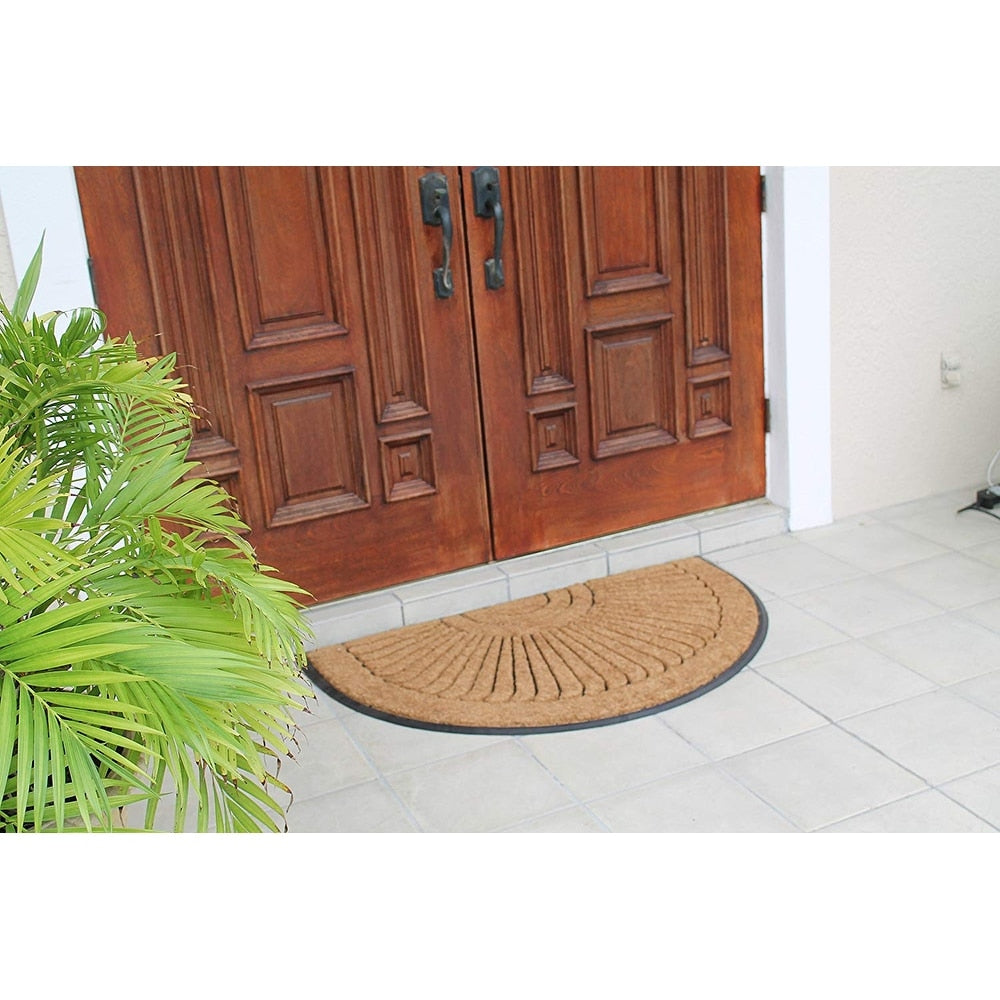 A1HC Sunburst Half Moon Tapered Edge Rubber/Coir Double Doormat