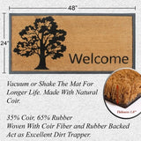A1HC Designer Hand-Crafted Rubber Coir Molded Double/Single Welcome Doormat, Black - 24"X48"