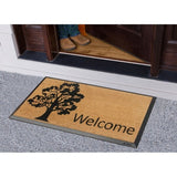 A1HC Designer Hand-Crafted Rubber Coir Molded Double/Single Welcome Doormat, Black - 24"X48"