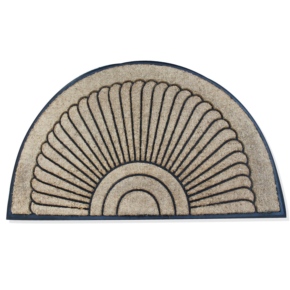 A1HC Sunburst Half Moon Tapered Edge Rubber/Coir Double Doormat