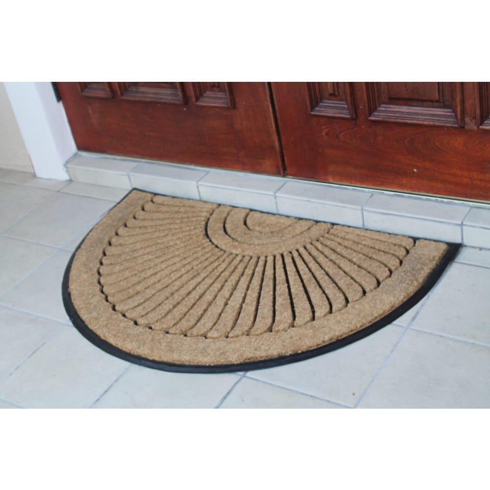 A1HC Sunburst Half Moon Tapered Edge Rubber/Coir Double Doormat