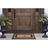 A1HC Natural Coir & Rubber Monogrammed Entrance Door Mats, Non-Slip, Flock Doormat, Thin-Profile Indoor Outdoor Doormat 24"x36"
